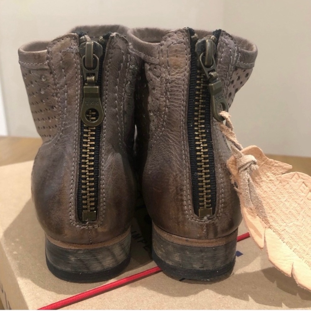BED|STU Taupe Perforated Ankle Booties - Picture 4 of 6
